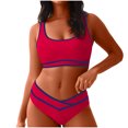 thumbnail image 2 of UTSJKR Women Sporty Bikini Sets 2025 High Waisted Two Piece Swimsuits Color Block Cheeky High Cut Bathing Suits Red XXL, 2 of 7
