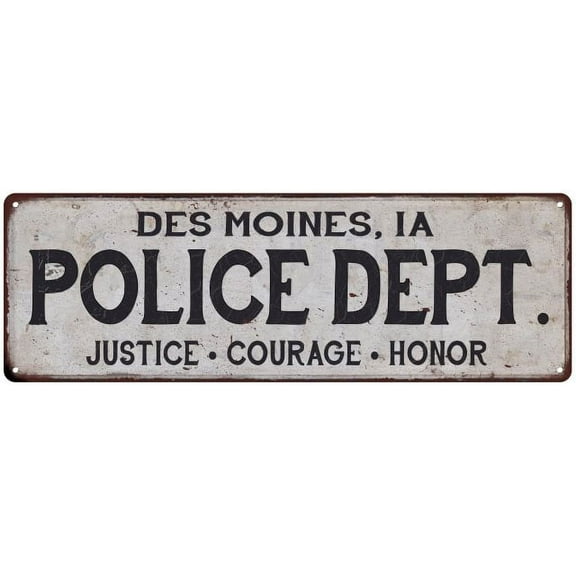 DES MOINES, IA POLICE DEPT. Home Decor Metal Sign Gift 6x18 106180012094