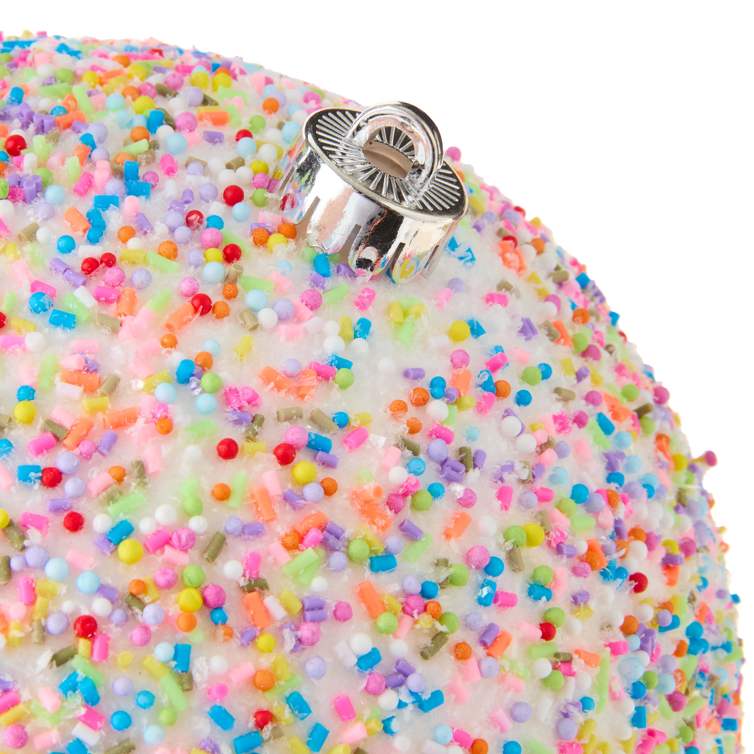 2-Count White Glitter Jumbo Christmas Shatterproof Ornaments with Colorful Beads, 7.87 in, by Holiday Time