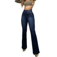thumbnail image 2 of Bootcut Wide Leg Butt Lifting Tummy Control Jeans for Women Stretch Curvy Flare Denim Pants Dark Blue M, 2 of 7