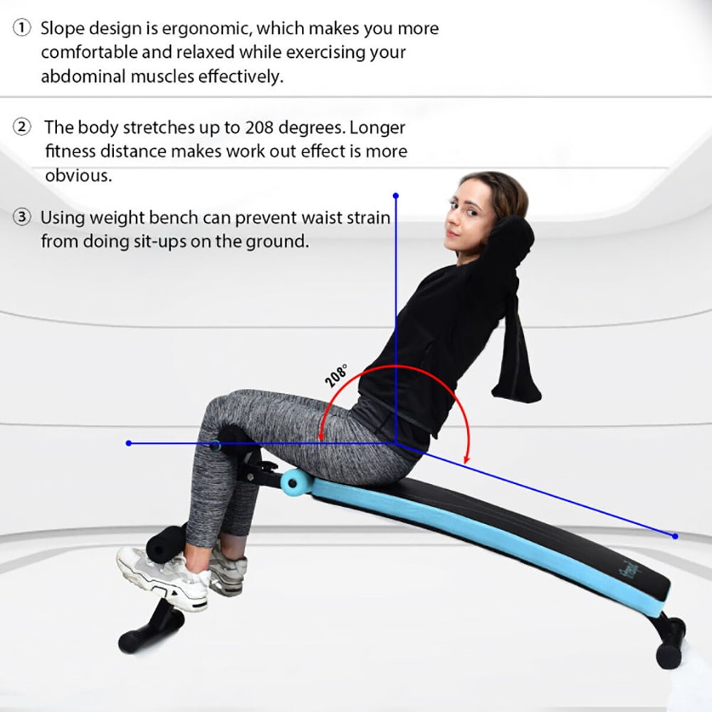 Kadyn Adjustable Ab Sit Up Bench, Exercise Bench, Workout Bench,Folding Weight Bench Adjustable Sit-up Board Workout Slant Bench-Blue