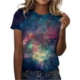 thumbnail image 2 of T-shirts pour Femmes Mode Décontractée Col Rond Étoile Scintillant Imprimé Manches Courtes T-Shirts pour Femmes Bleu Clair TTG, 2 of 4