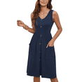 thumbnail image 2 of Robes d'Été pour Femmes Sans Manches Décontractées Amples Évasées à Boutons Robe Midi avec Poches Saphir TG, 2 of 9