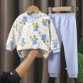 thumbnail image 2 of Gibobby Toddler Kids Boy Clothing Set 0 6 12 18 24 Months 2T 3T Toddler Boys Outfits Long Sleeve Prints Tops Pants Child 2Pcs Set Kids Fall Winter Clothes for Boys Set(18-24 Months,Light Blue), 2 of 4