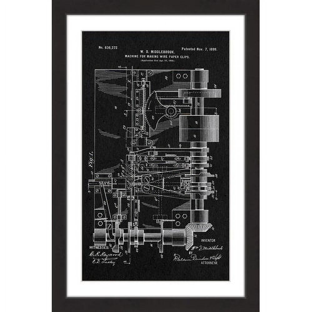 "Paper Clip 1899 Black Paper" Framed Painting Print