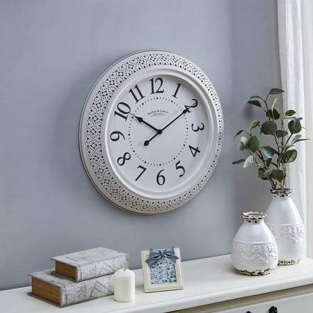 FirsTime & Co. Off-White Beatrix Metalwork Wall Clock, Traditional, Analog, 21 x 2.25 x 21 in
