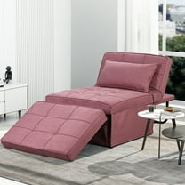 Ainfox Ottoman Chair Lounger Bed，4 in 1 Convertible Single Sofa Couch Futon Bed, 71''L x 34''W (Pink)
