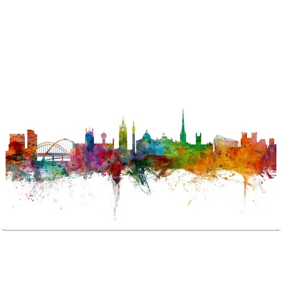 Great BIG Canvas | "Newcastle England Skyline" Art Print - 36x24