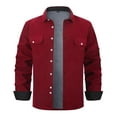 thumbnail image 2 of gbyLJF Men's Solid Color Jackets Long Sleeve Lapel Button Down Cardigan Winter Fleece Corduroy Jacket with Pockets, 2 of 6
