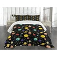 thumbnail image 3 of Ambesonne Space Quilted Bedspread Set 3 Pcs, Sun Earth Constellations, King Size, Multicolor, 3 of 5