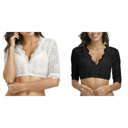 (2-Pack) Kcodviy Women 1Pc Underwire Bra and Panties Skirts Lace Vest Women s Elegant Sheer Dress for Women Dirndl Blouse Black Dirndl Blouse Lace Blouse for Oktoberf