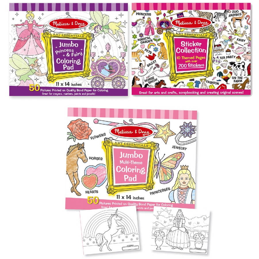 Melissa &#38; Doug Sticker Collection and Coloring Pads Set: Princesses, Fairies, Animals, and More