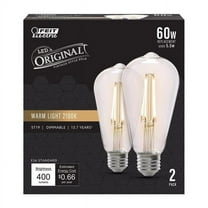 Feit 3018720 60W Equivalence ST19 E26 Medium Filament LED Bulb Warm Candle Light - Pack of 2