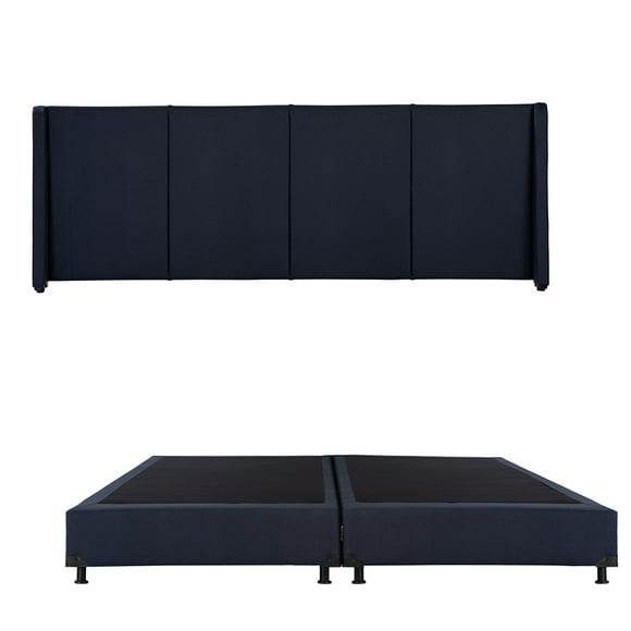 Box Base Cama King Size + Cabecera Milan Azul