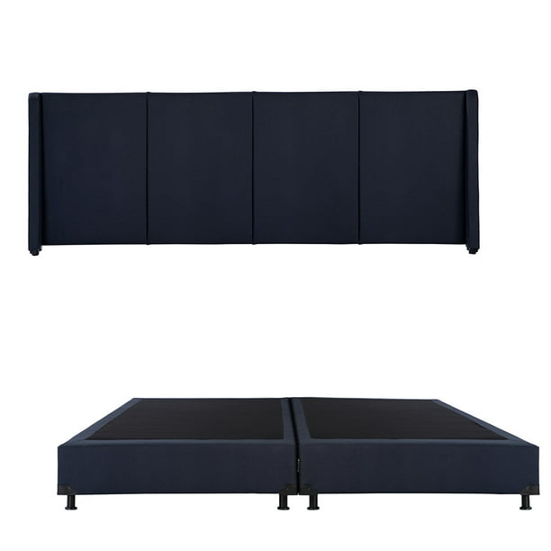 Box Base Cama King Size + Cabecera Milan Azul