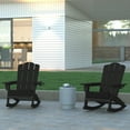 thumbnail image 3 of Emma + Oliver Adirondack Rocking Chair with Cup Holder, Weather Resistant HDPE Adirondack Rocking Chair in Black, 3 of 11