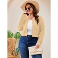 thumbnail image 3 of SHOWMALL Women's Plus Size Cropped Cardigan Long Sleeve Button Down Sweater Casual Knit Tops Shrugs, 3 of 8