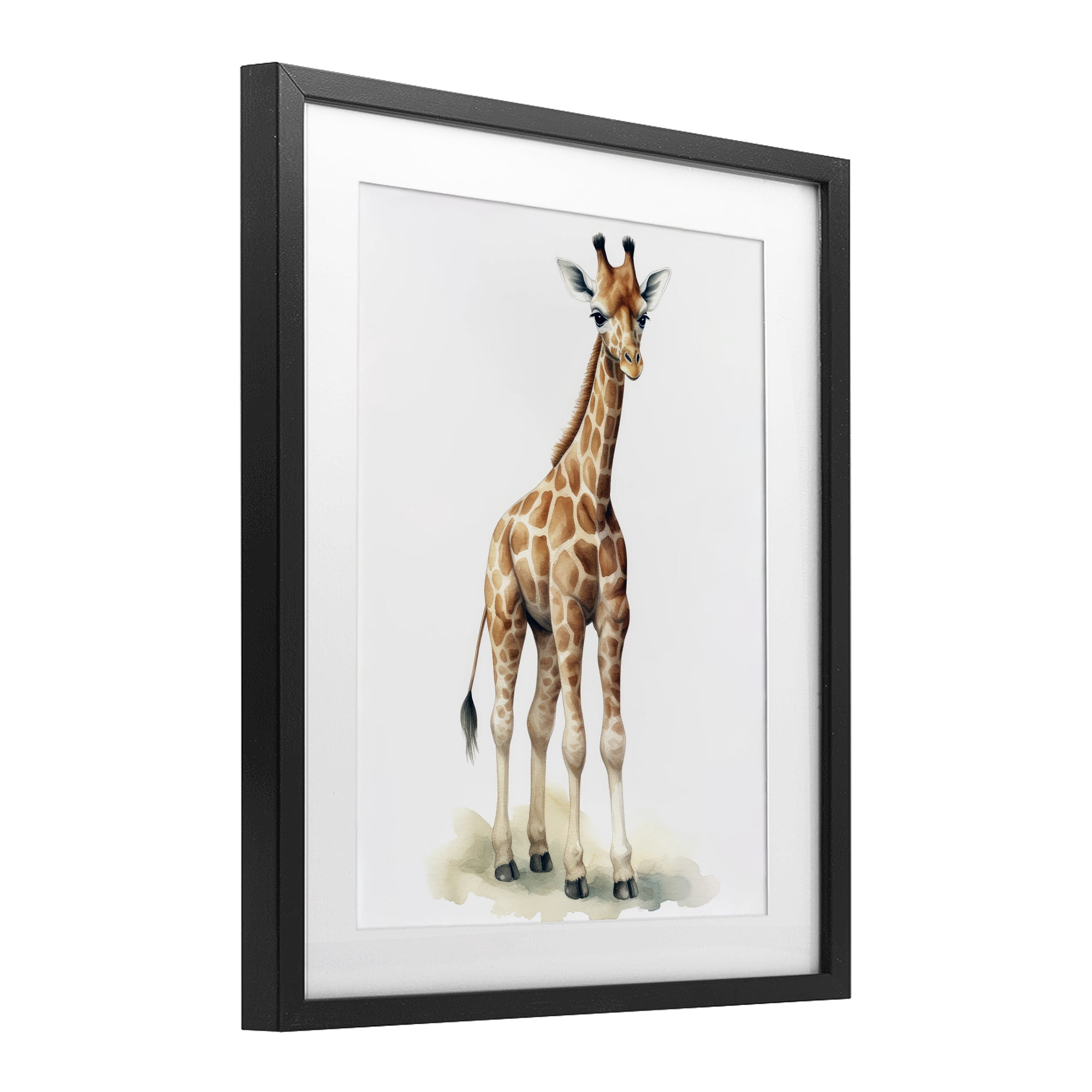 Stupell Industries Eloise Long Legs Giraffe Black Framed Print Under Glass, design by Ray Powers