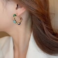 thumbnail image 4 of Pendientes Ganfancp Trendy Retro de Colores En Forma de C Moda Femeninos Un Par, 4 of 6