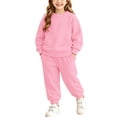 thumbnail image 2 of Cethrio Girls Outfit Sets Size 14, Long Sleeve Casual Fleece-lined 2 PC Sweatshirts and Sweatpants Sets Pink, 2 of 9