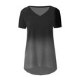 thumbnail image 4 of ICHUANYI Clearance Women's Fashion Gradient Printed Blouse V-neck Short Sleeve Loose T-shirt Tops(Gray, XXL) ICHUANYI WER2023080815702, 4 of 5