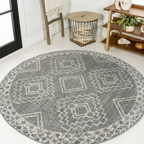 JONATHAN Y MOROCCAN HYPE 6' Round Area Rug, Amir Moroccan Beni Souk - Gray/Cream, MOH200C-6R