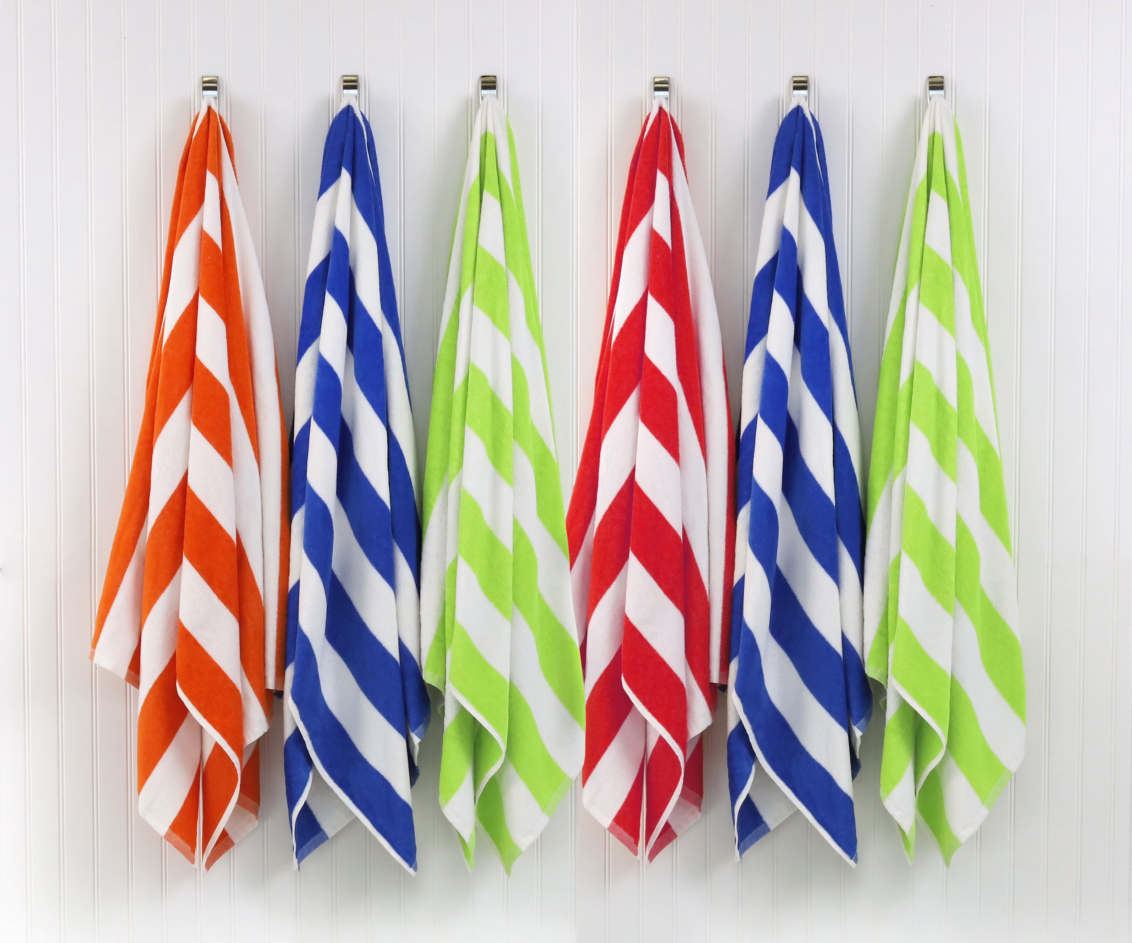 Freshee Cabana Stripe Beach Towel, Green - Featuring Intellifresh Antimicrobial Technology