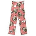 thumbnail image 3 of Pink Pattern with Cute Pugs Women's Pajamas Pajama Pants Women's Sleepwear Lounge Sleep Bottoms Stretch with Pockets, 3 of 7