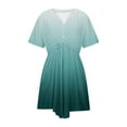 thumbnail image 4 of Plus Size Dresses Clearance, Women's Summer Dress Casual V Neck Short Sleeve Drawstring Dresses With Pockets(Green,XL), 4 of 9
