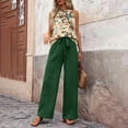 thumbnail image 4 of MORTTIC Women's Halter Neck 2-Piece Set Sleeveless Crop Top Wide Leg Pants Outfit Summer Beach Vacation Green A，XL, 4 of 7