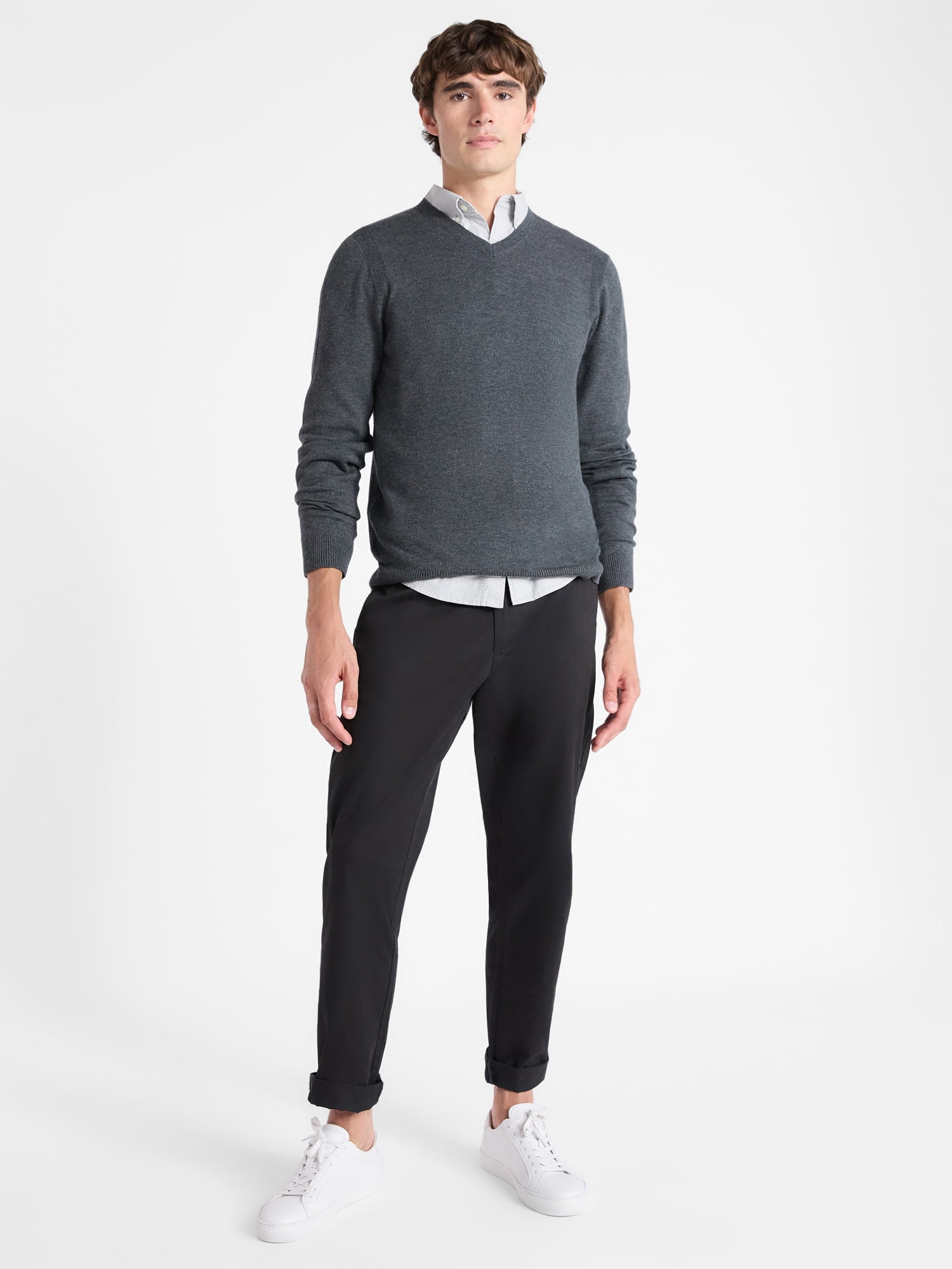 Free Assembly Men's Cozy Yarn Everyday V-Neck Sweater with Long Sleeves, Size XS-3XL