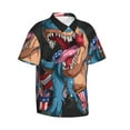 thumbnail image 5 of Wukai Blue Dinosaur Men's Hawaiian Shirt Short Sleeve Casual Button Down Summer Beach Aloha Shirt Tropical Print Holiday Party, 5 of 8