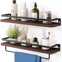 2-Piece Brick Red Floating Shelves - Towel Bar Storage for Bathroom/Kitchen, Family Home Organizer