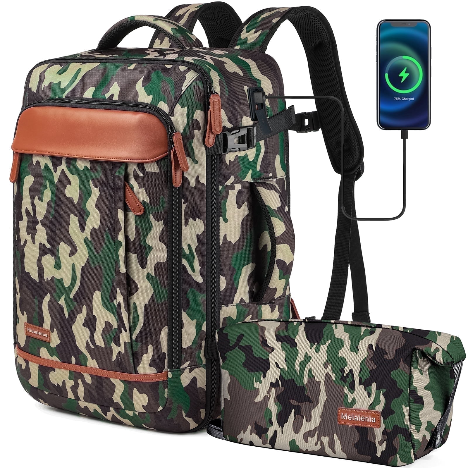 Joyway 2-Piece Travel Backpack Set Airline-Approved Waterproof Carry-On Luggage with USB Charging Port Comfortable Straps & Matching Toiletry Bag