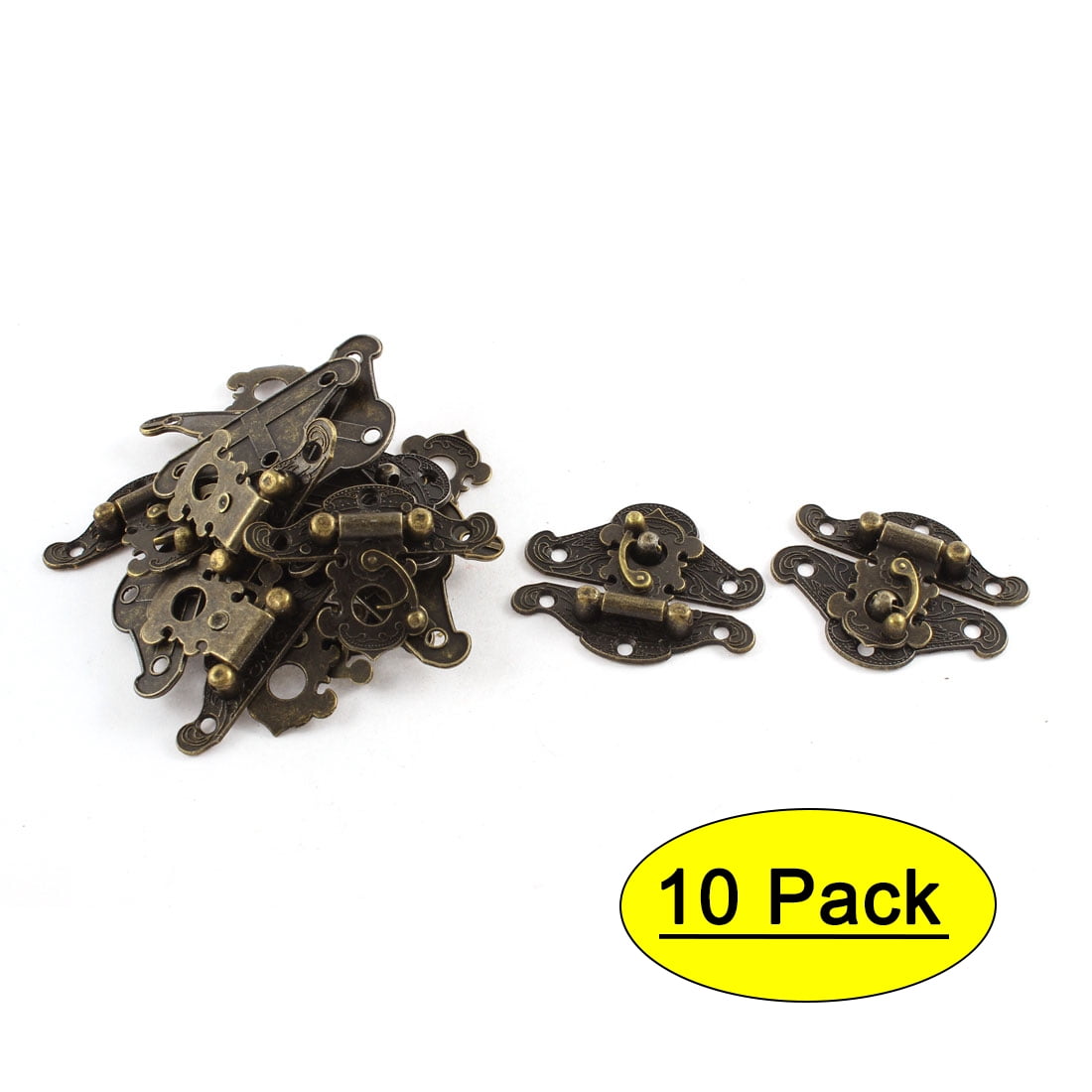 Uxcell 50mmx40mm Retro Style Bronze Tone Box Cabinet Hook Lock Lid Latch 10pcs