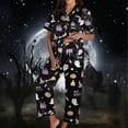 thumbnail image 2 of Under $20 Halloween Pajamas Set CNJKEHIUV Women's Halloween Pajamas Fall 2-Piece Plus Size Pumpkin Short Sleeve Top & Long Pants Home Dress Sleepwear Casual Loungewear, 2 of 5