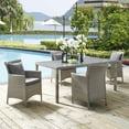 thumbnail image 7 of Modway Conduit 5 Piece Outdoor Patio Wicker Rattan Dining Set in Light Gray Gray, 7 of 7
