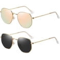thumbnail image 3 of 2 pack Hexagonal Polarized Sunglasses Men Women Vintage Metal Frame Retro Shade Glasses-USA, 3 of 9