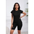 thumbnail image 6 of Women 2 Piece Outfits Summer Sweatsuits Biker Short Workout Jogger Sets Black 2XL, 6 of 6
