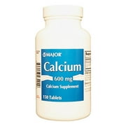 Major Calcium Carbonate Supplement Tablets, 600 mg, White, 150 Count