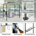 thumbnail image 3 of 8'X5' Grill Gazebo Canopy, Grill Tent for Outdoor Grill, Double Tiered BBQ Gazebo with Steel Frame, Two Shelves, Ten Hooks and A Bottle Opener, Small Grill Shelter For Backyard, Patio (Grey), 3 of 7