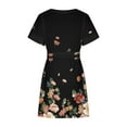 thumbnail image 5 of Summer Saving Wycnly Womens Dresses Casual Comfy Breathable Loose Pocket Wrap Midi Sundress with Belt Summer Floral Round Neck Short Sleeve Formal Knee-Length Dress Black XXL, 5 of 6