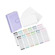 thinsony PU Leather Notebook Binder Clear Binder Pockets Budget Envelope Purple