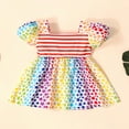 thumbnail image 3 of Robe Trapèze pour Fille, Manches Courtes, Encolure Carrée, Robe à Rayures Étoilées, 3 of 9