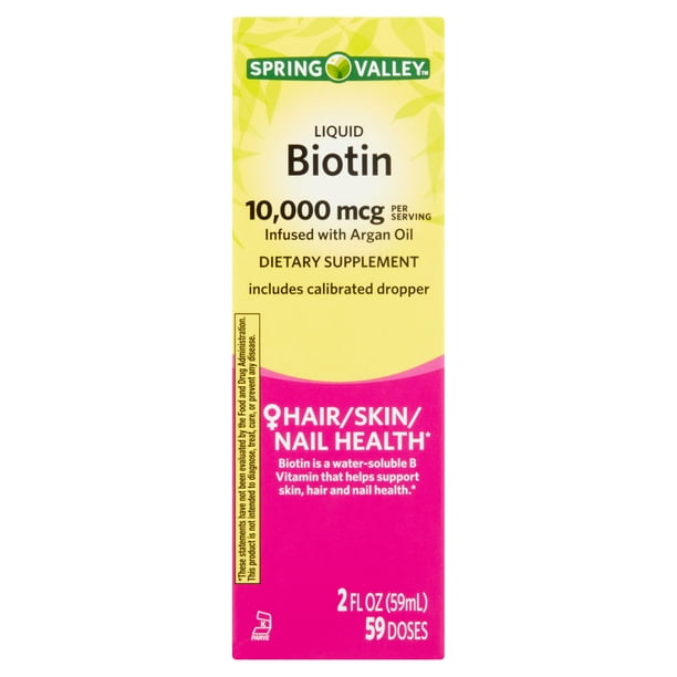 Spring Valley Liquid Biotin 10 000 Mcg 2 Fl Oz 59 Servings Walmart Com Spring Valley Liquid Biotin 10 000 Mcg 2 Fl Oz 59 Servings Walmart Com