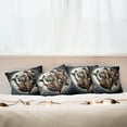 thumbnail image 7 of Ambesonne Leopard Throw Pillow Cover 4 Pack, Polygonal Globe Full Moon, 24", Dark Blue Grey and Amber, 7 of 7