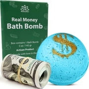 Bath Bomb with Money Inside "Luxury Life" with Bill Inside Up to 100 in Each One Large Mystery Surprise Gift- "BE Delicious Blossom" Fragrance for Women All-Natural Ingredients
