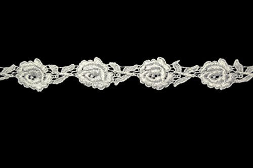 Unotrim 3.5/" White Ivory Rose Flower Embroidery Sequins Beaded Organza Lace Trim