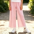 thumbnail image 5 of Nugftut Girls Pants Wide Leg Plaid Lace Trim Hem Casual Pants for Kids Size 11-12, 5 of 6