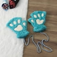 thumbnail image 2 of Dalrosia Cat Claw Bear Paw Fingerless Winter Plush Gloves, 2 of 2